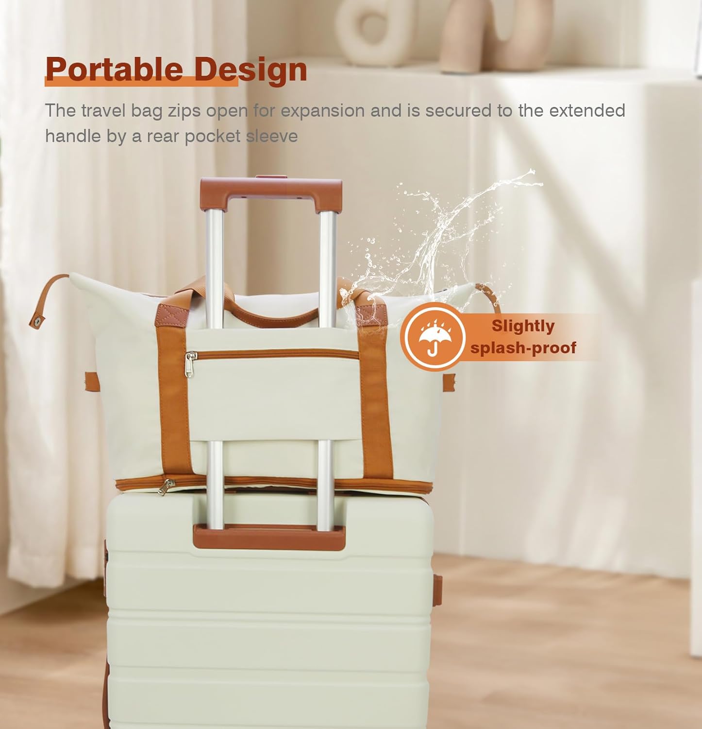 Luggage Sets 5 Piece Polycarbonate Hard Shell Suitcases Airline Approved, Lightweight Luggage with Spinner Sheels TSA Lock, YKK Zippers, Suitable for Family Travel Beige(20/24/28/DB/TB) - Image 6