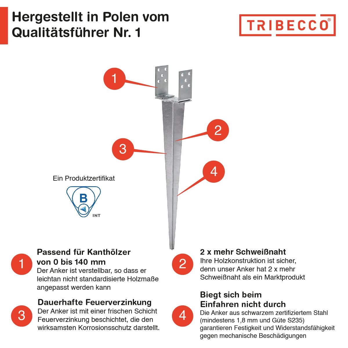 Supporto per palo, 0 – 140 mm, regolabile, manicotto di arresto a terra, con manicotto azionato a fuoco