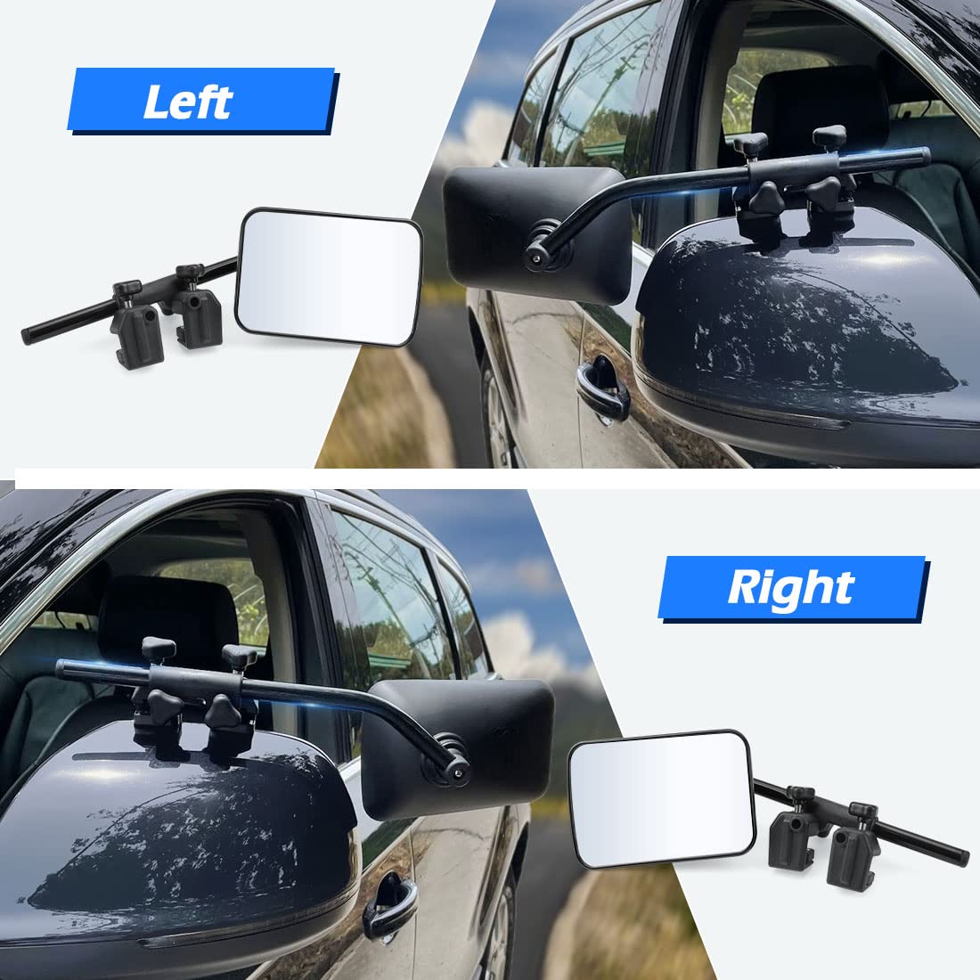 Espejo de remolque de coche, Espejos de remolque de caravana, Universal Externo Autocaravana retrovisores Extensiones para remolque Seguro, para coches Remolque Furgoneta SUV Camiones Touring (1 par)
