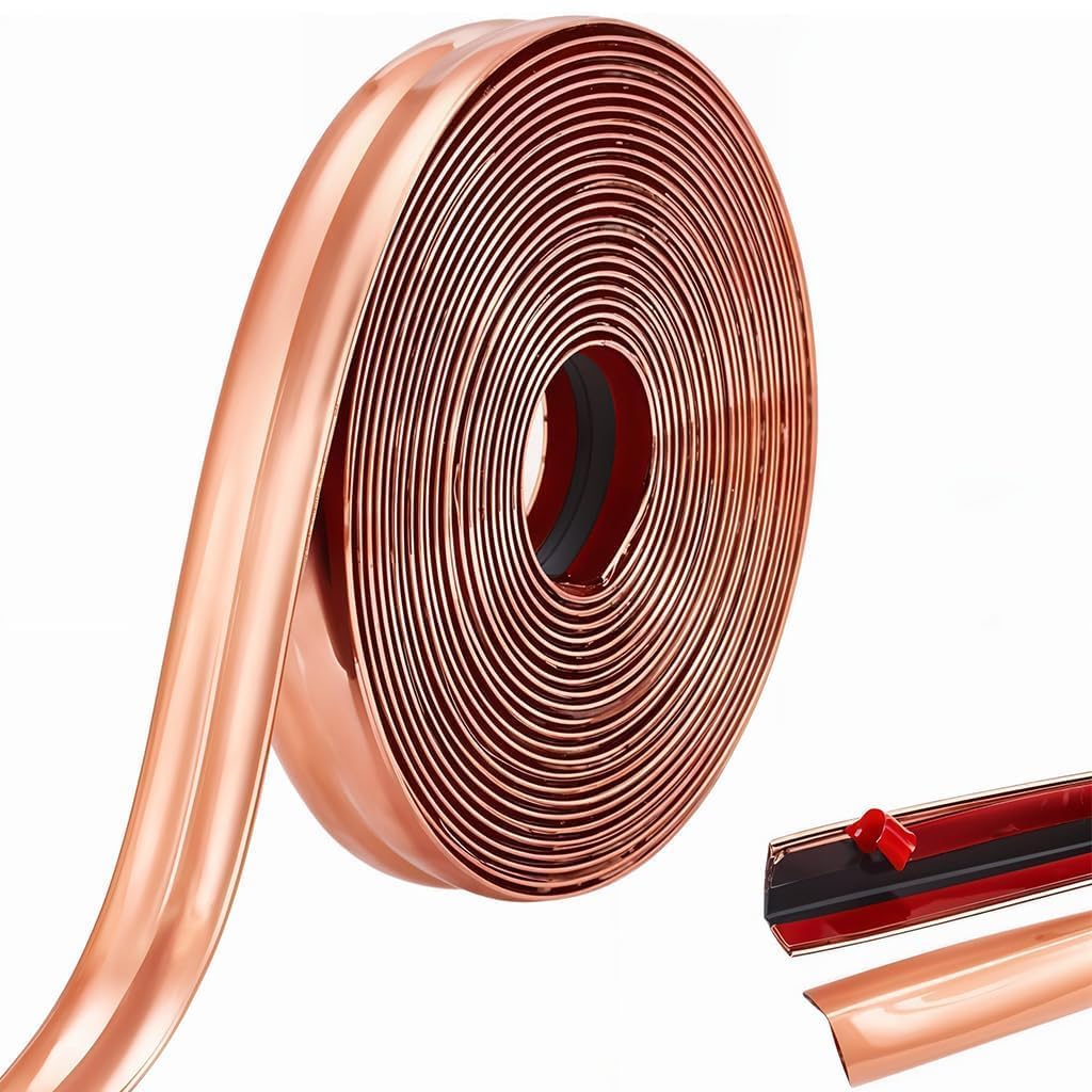 Roxbury 3 Meter Wall Molding Trim - Flexible PVC Wall Molding Trim & Corner Guards & Caulk Strip, Apply in Table Edge Door Frame Baseboard for Protection and Decoration (Rose Gold)