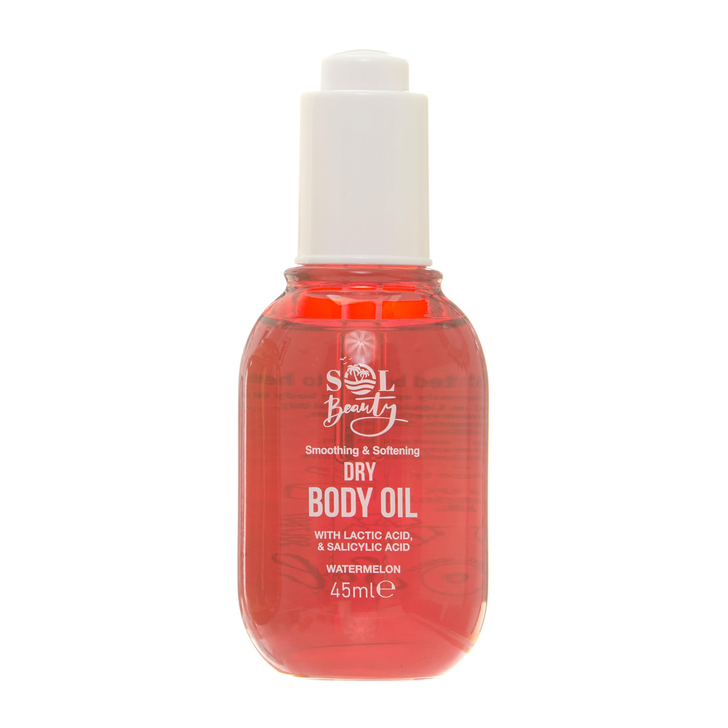 Sol Beauty Dry Body Oil Watermelon Scent Lightweight Moisturiser 45ml | Vegan Friendly Lightweight Body Oil for Hydrating and Softening Dry Skin. Fast Absorbing Non Greasy Moisturising Formula.
