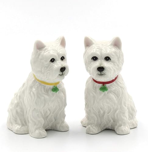 Juego de salero y pimentero de cerámica de porcelana fina West Highland White Terrier Western Terrier Westie Dog - Juego de salero y pimentero,