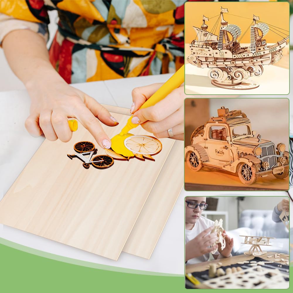 HEKOBAG 15 Placas de Madera Contrachapada para Manualidades, Tablero de Balsa, Pintura
