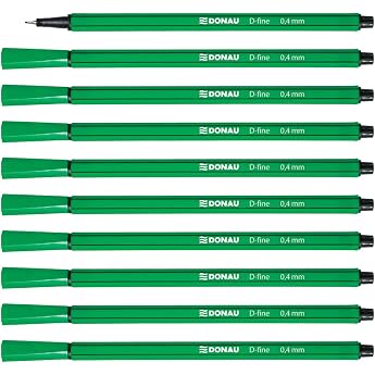 OFFICER PRODUCTS DONAU D-FINE Fineliner 04 mm/ 10er Pack/Farbe Gr n/Filzstifte/Metallgefasste Spitze/f r Erwachsene und Kinder Schule B ro Homeoffice/Geruchlos Ungiftig