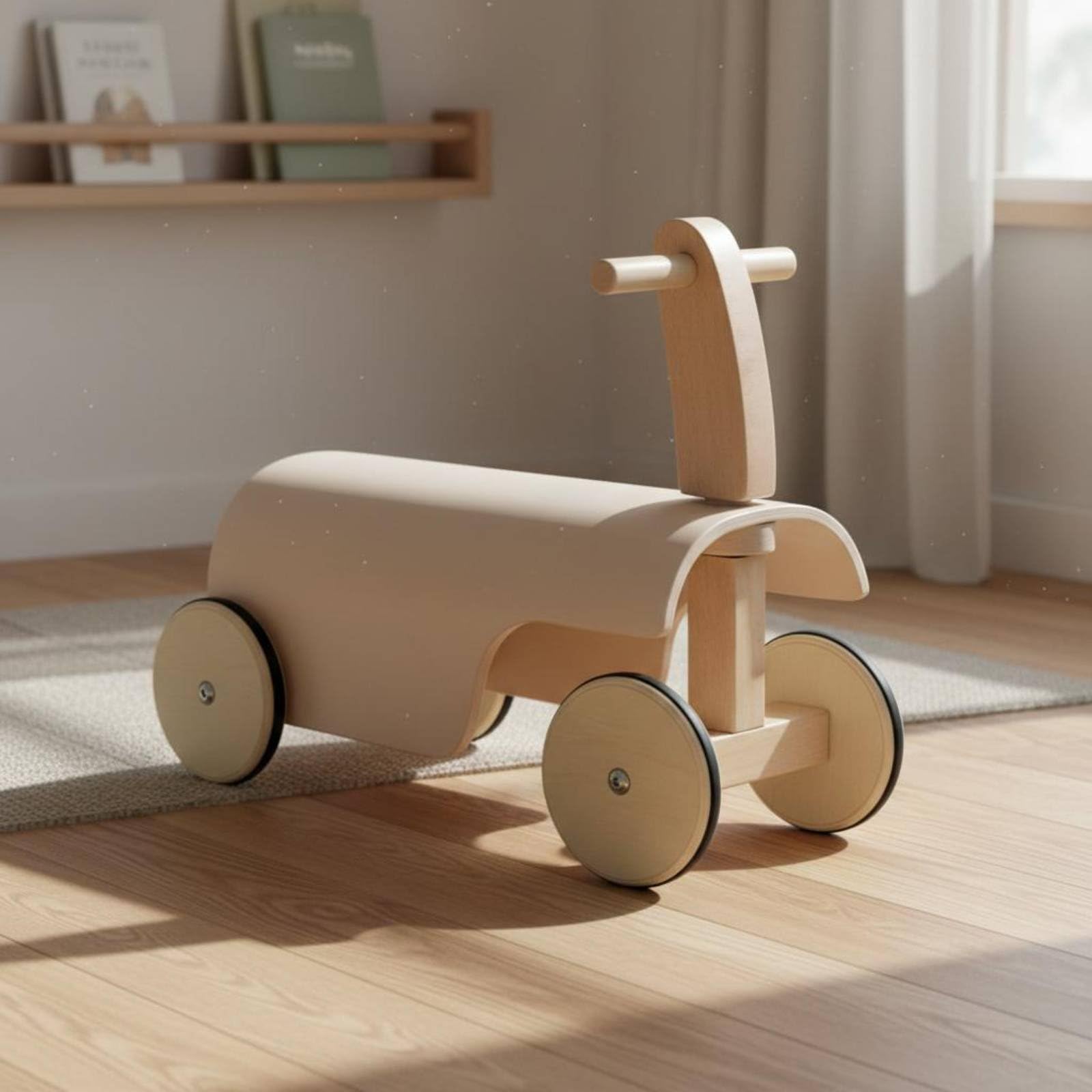 Draisiènne Enfant Vélo d'Équilibre Bois sans Pédales Construction Basse Légère Préhension Aisée Roulement Stable Motricité Précoce Adaptée à Jardin Parc Maternelle, Blanc