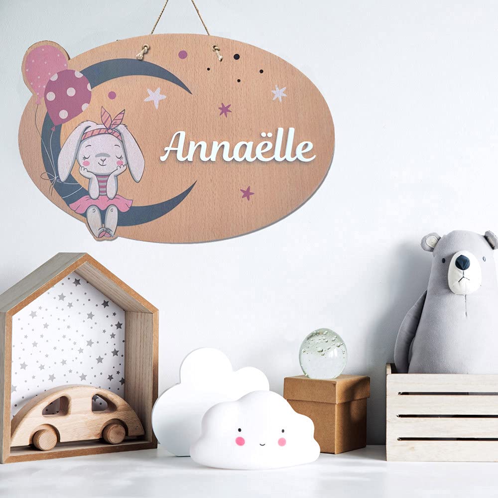 Plaque Porte Prénom Enfant Personnalisée En Bois - Forme Oiseau - Décoration Chambre