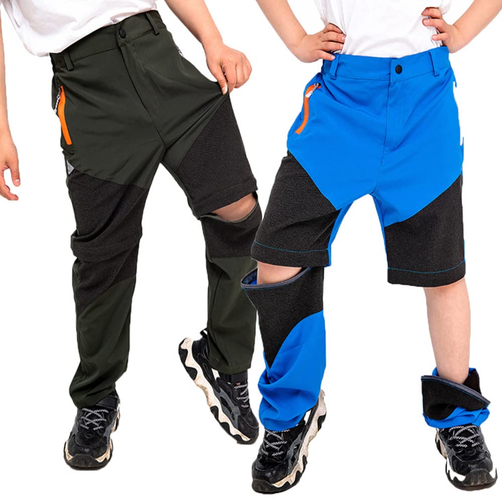Kinder Outdoorhose Wanderhose Zip Off Hose abnehmbare hosebeine Jugend Mädchen Trekkinghose 2-in-1-Funktionshose Sommer mit Gürtel Schnelltrocknend Atmungsaktiv