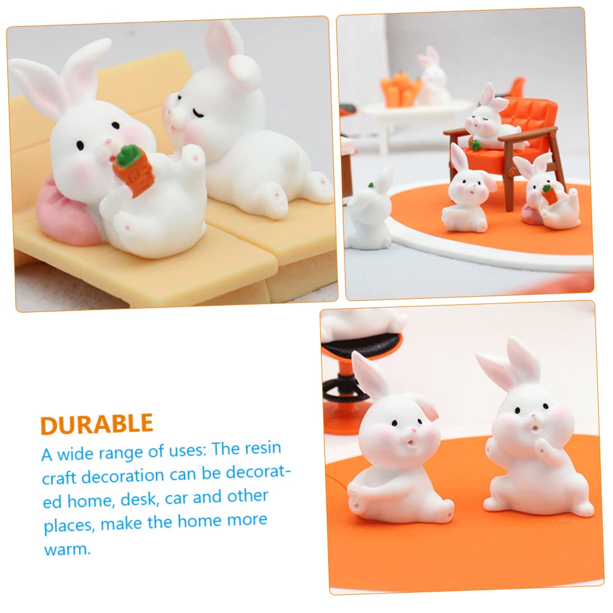 Alipis 3 Juegos Adornos de Resina decoración Pascua decoración de Pascua los Adornos de Oficina Estatua de Conejo Feng Shui Decoraciones de Pastel Office Decor pequeño Conejito de Mesa