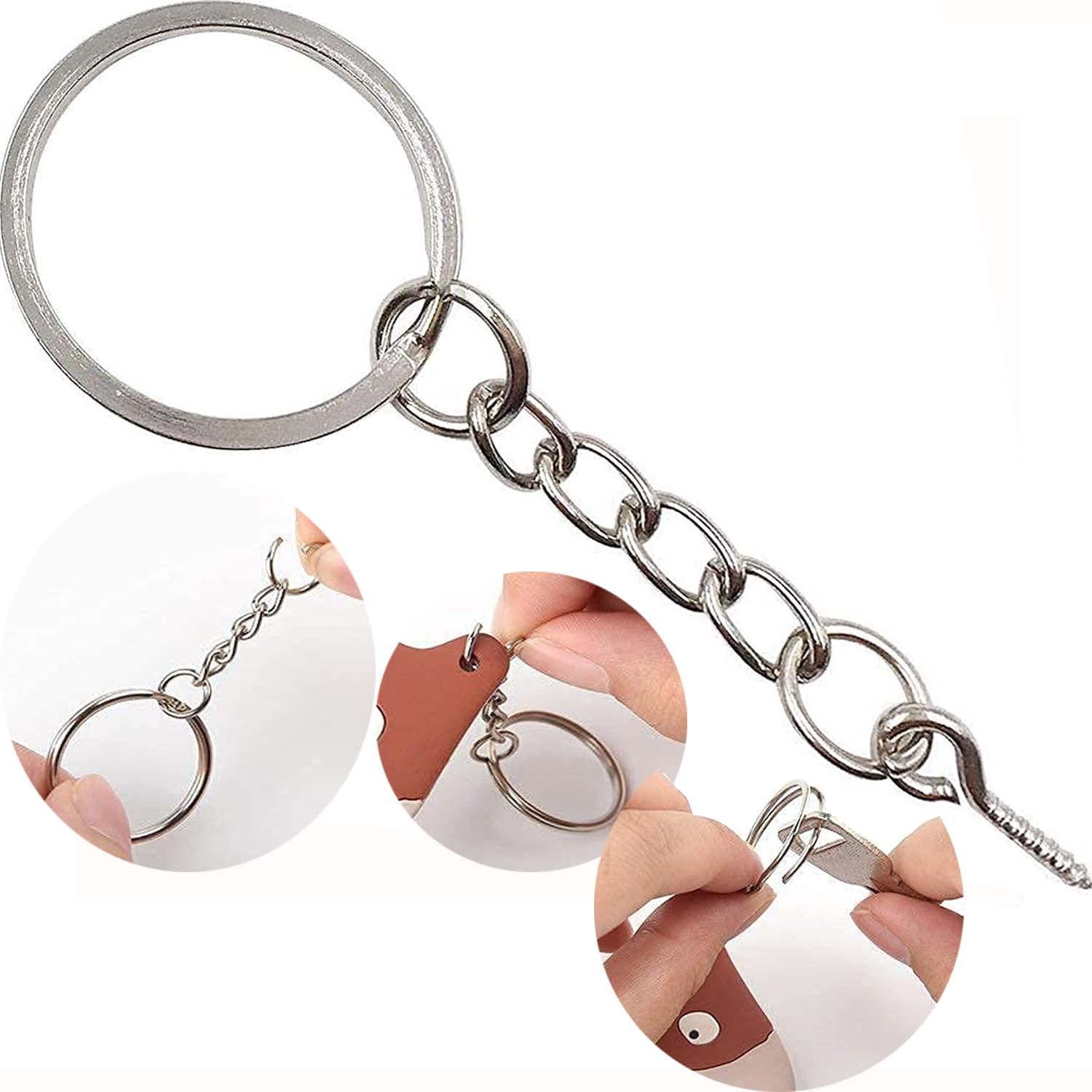 アクセサリー MINIMUMNUTS tiny Ring / Chain Split Key Ring 30pcs with Chain and Jump Ring with Open Round Key