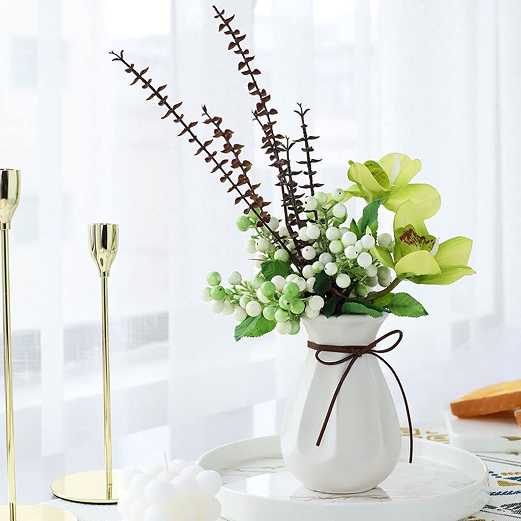 Fiori Artificiali per Interni, Bouquet simulato, Agrifoglio, frutto di Acacia, Ornamenti a Forma di Fagiolo di Mirtillo, Decorazione per Soggiorno, Sala da Pranzo e
