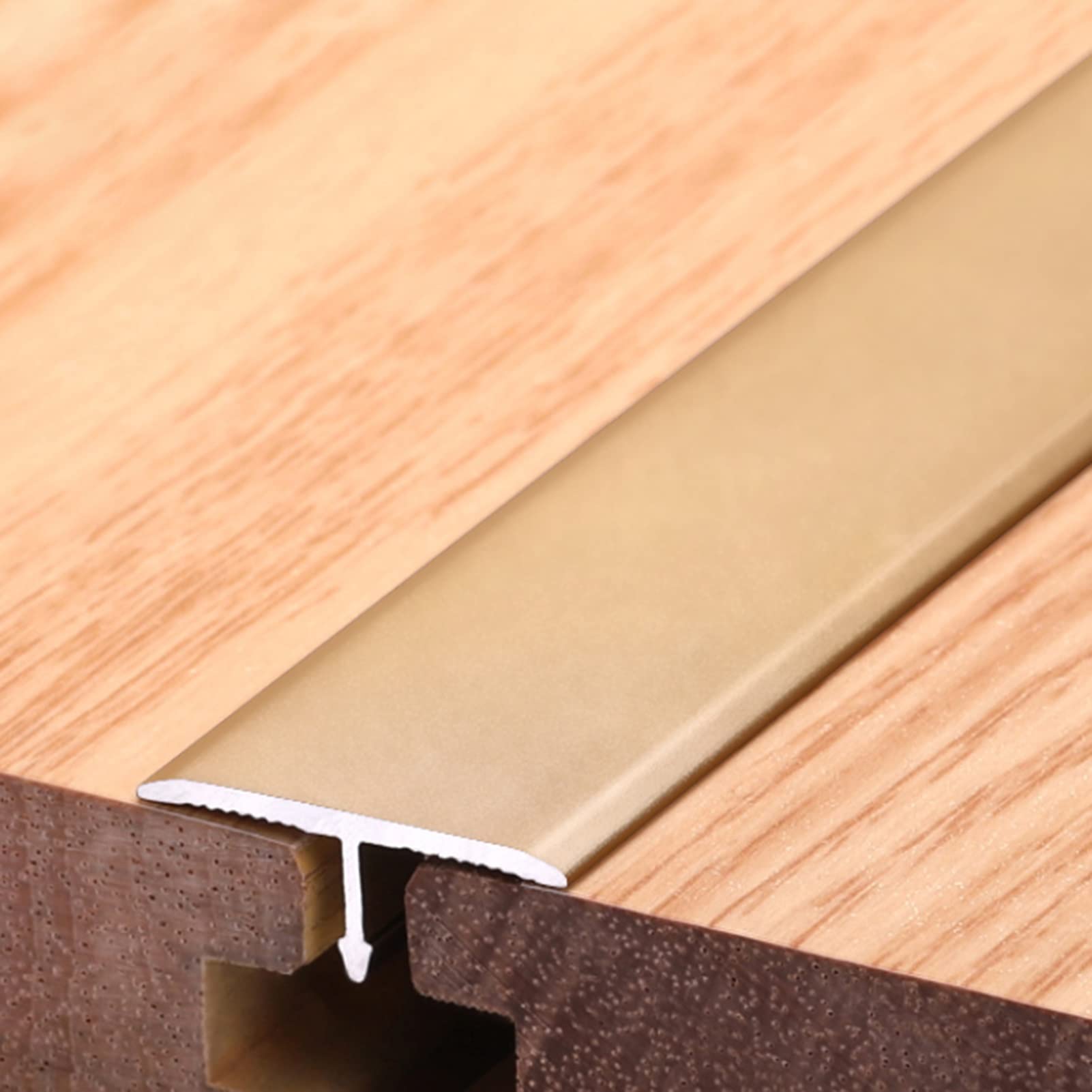 Remys Gold Stairs Office,Metal Floor Seams Transition Strips, Durable Laminate Floor Transition Strip, Wood To Hardwood Floor Edging Trim Strip(,145Cm/57In)