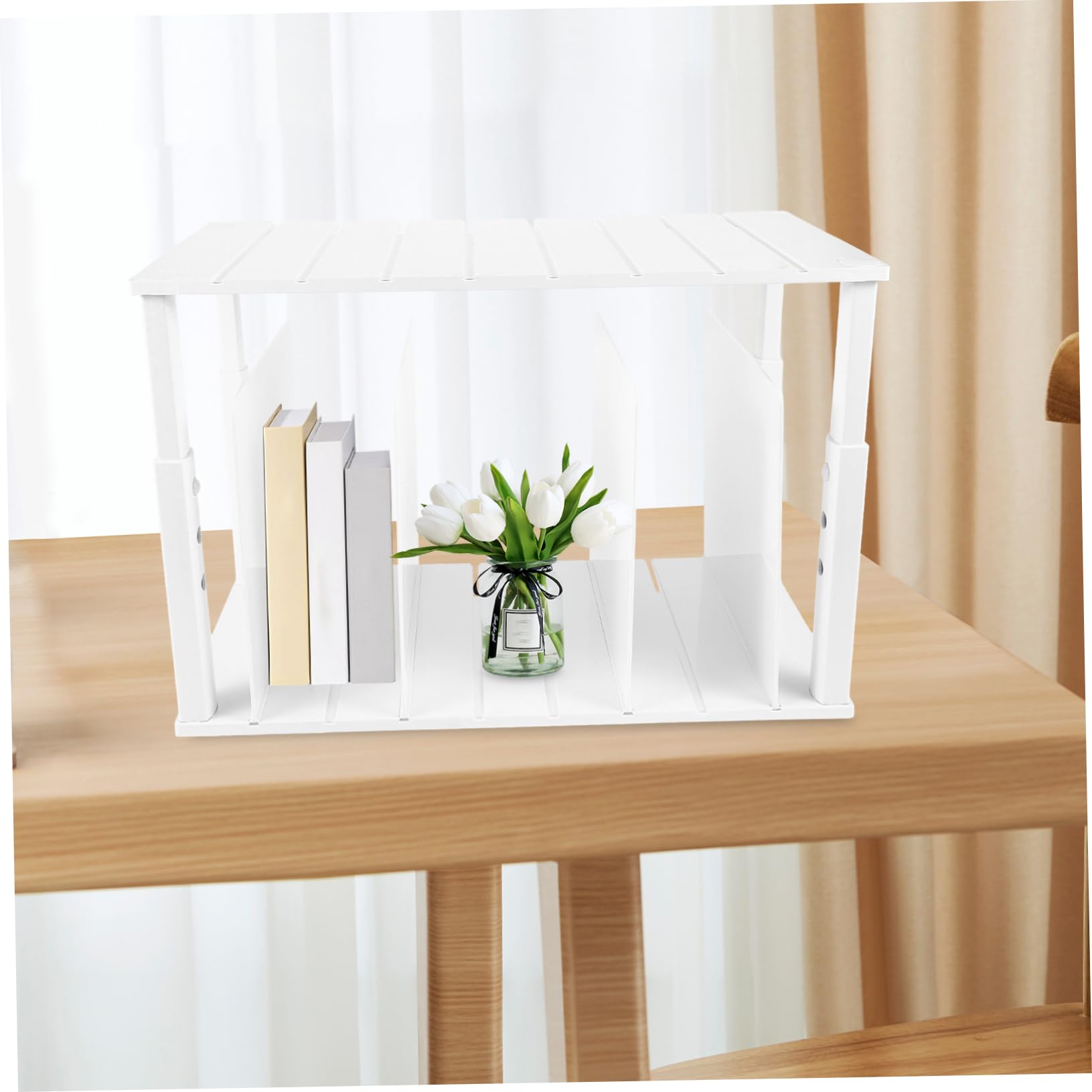 TOPBATHY Caja Organizadora Multifunción para Bolso, Doble Nivel, Blanco | Abs, Separadores Ajustables de 4 Piezas, Bordes Lisos y Redondeados, Diseño Estable Antideslizante