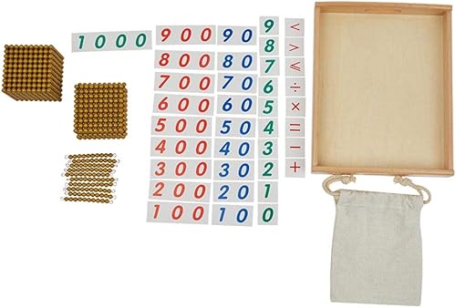 Miniatura 2 de Kghios Montessori Matemáticas Cuentas Juguetes Materiales para Niños Pequeños Cuentas Doradas y Tarjetas Materiales Banco Juego Mil Cubo Sistema