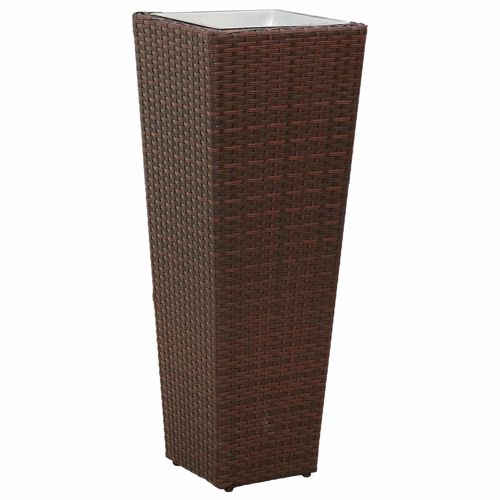 Zestaw metalowych doniczek na rośliny, 3-częściowy, z wyjmowanymi doniczkami wewnętrznymi, odporne na warunki atmosferyczne, do ogrodu, na balkon, taras, rattanowy wygląd doniczki