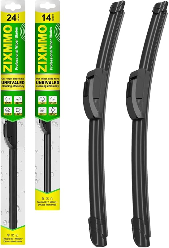 Palhetas do limpador de para-brisa ZIXMMO 24″ + 14″ para Chevrolet Spark, Fiat 500, Mazda 2 e Nissan Versa – Par