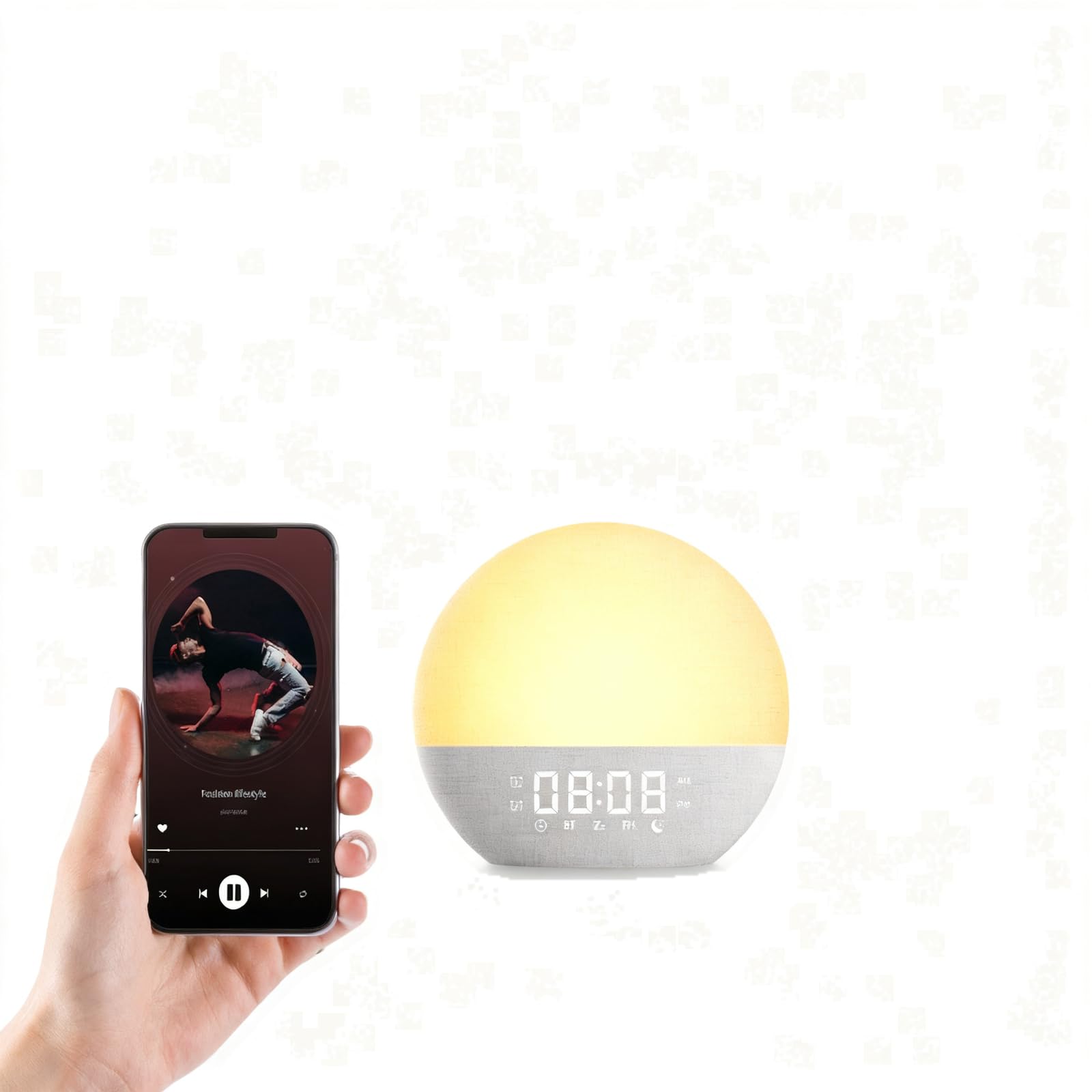 Ailan Reloj despertador con luz, altavoz Bluetooth y radio FM para mesita