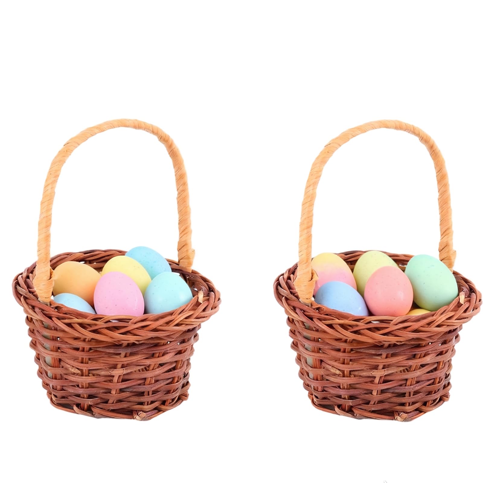 TOYANDONA Miniature Easter Baskets 2PCS Mini Woven Picnic Baskets with Handles Pastoral Style Portable for Birthday Party Favors or Baby Shower