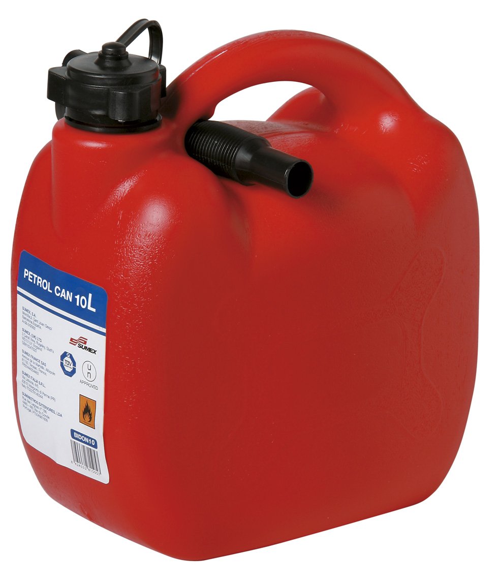 Durable Red Plastic Jerry Fuel Oil Water Petrol Can Container & Funnel (Medium - 10L)