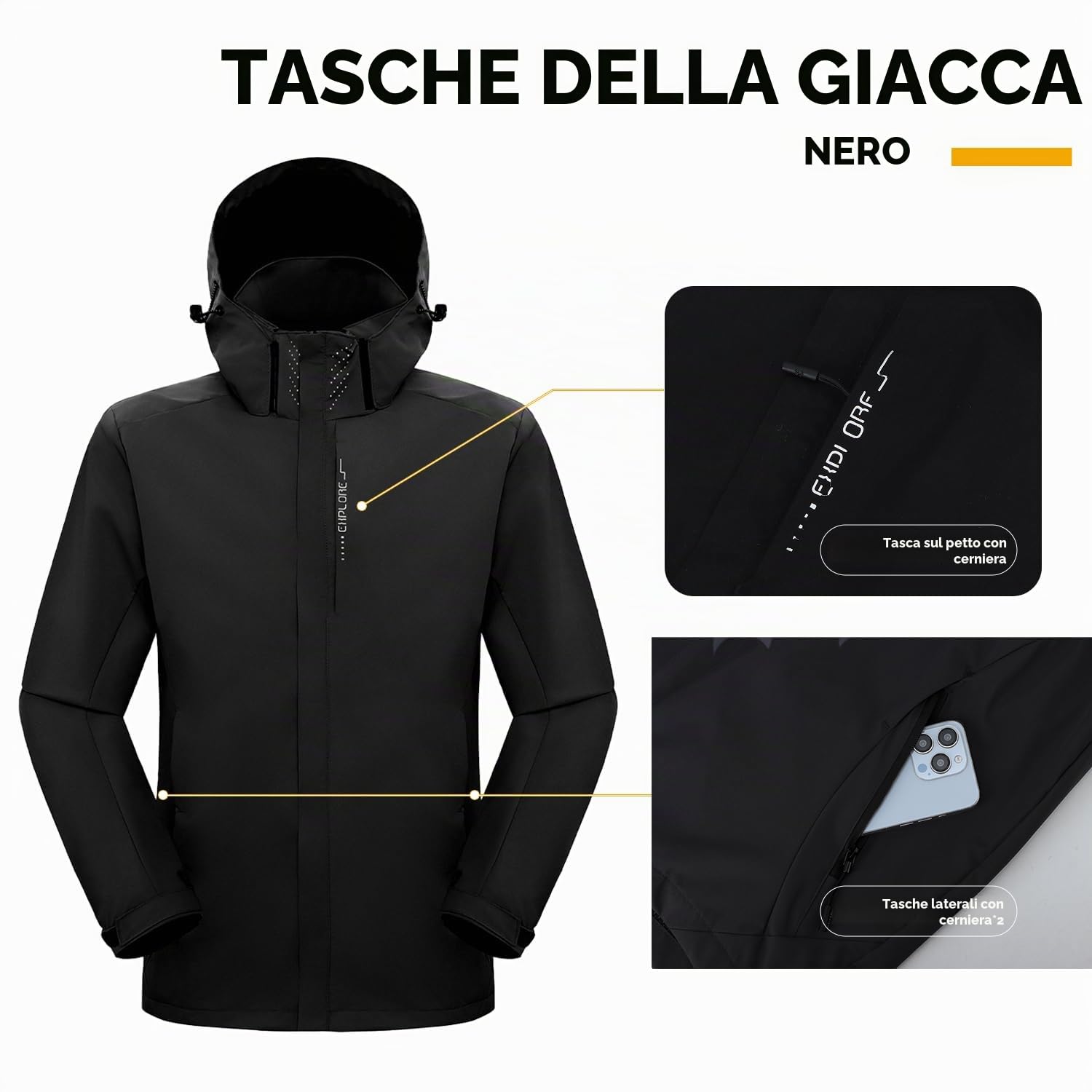 SUKUTU Giacca impermeabile da Uomo all'aperto Cappotto antipioggia leggero Giacca a guscio traspirante e antivento per viaggiare Giacca da escursionismo