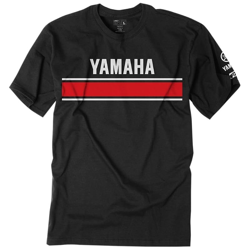 Camiseta Yamaha Retro Factory Effex masculina preta com estampa multicolorida, tamanho médio