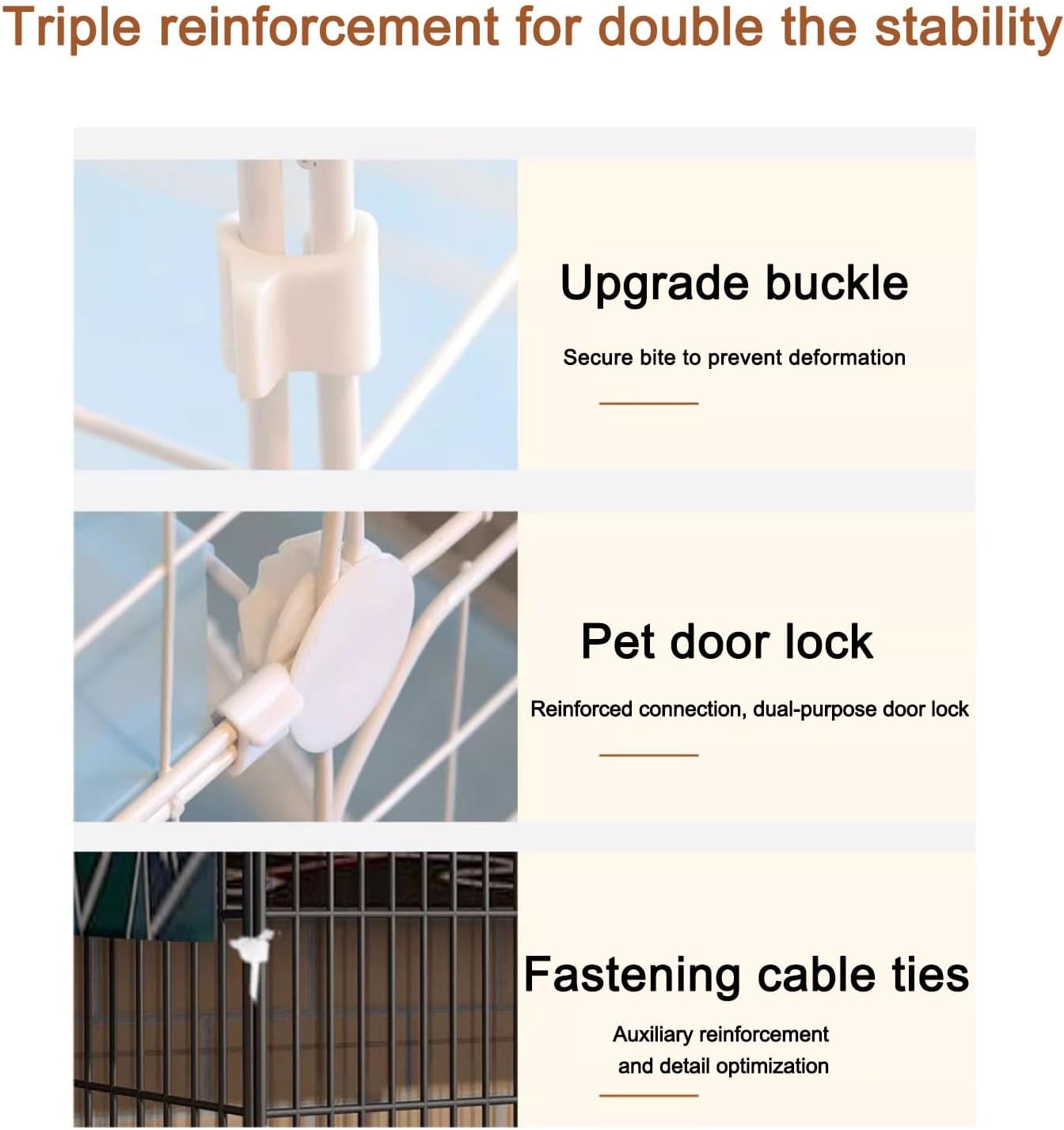 Pet Cages Indoor Enclosure Detachable Metal Wire Kennels Crate Large Extra Exercise Place Cage，Foldable Metal Dog Crate with Removable Tray - Portable Puppy Kennel for Indoor/Outdoor Use, St