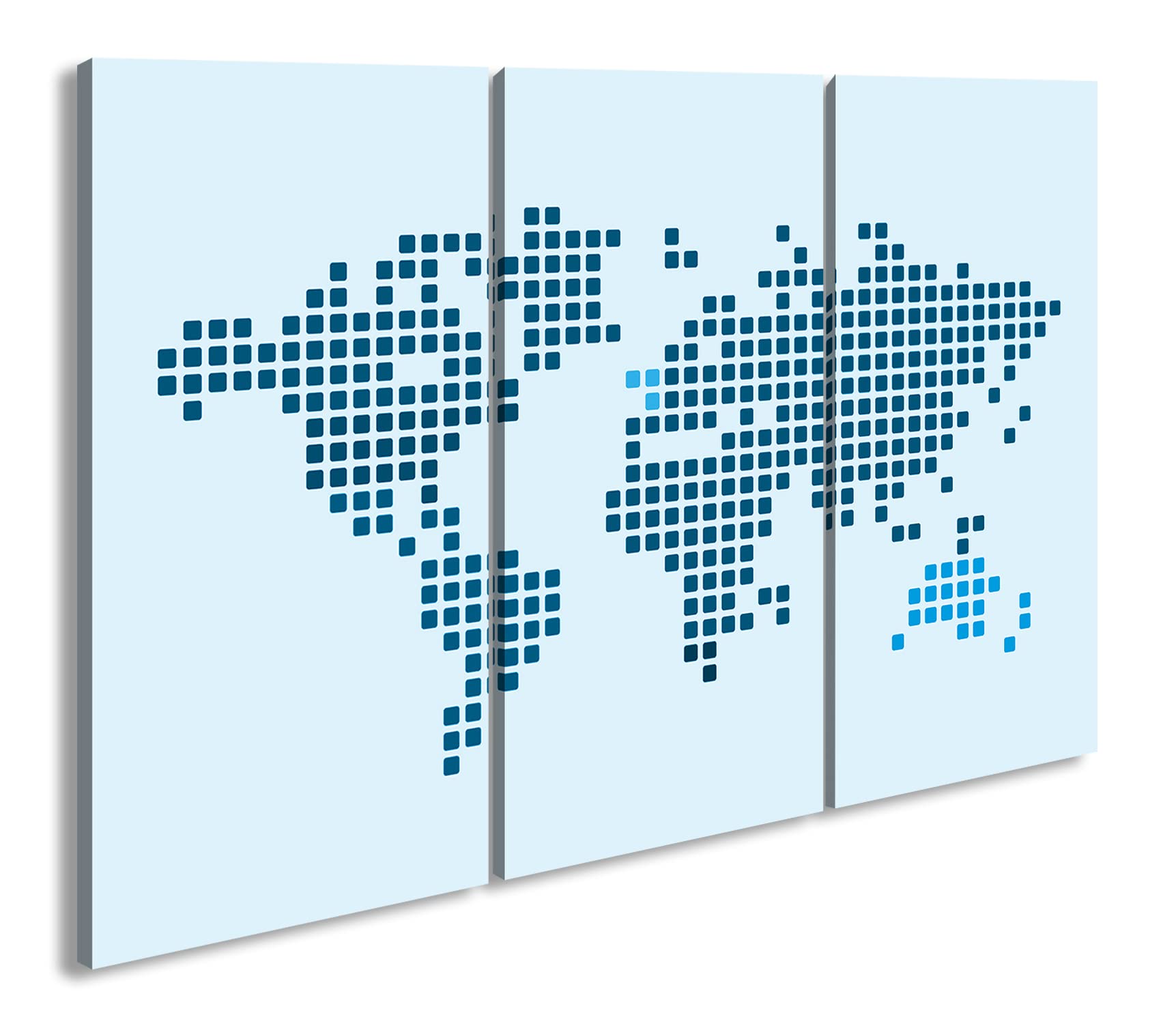 deyoli Carte du monde à pois - Format : 120 x 80 cm (3 pièces) - Impression numérique de qualité supérieure avec cadre en bois véritable