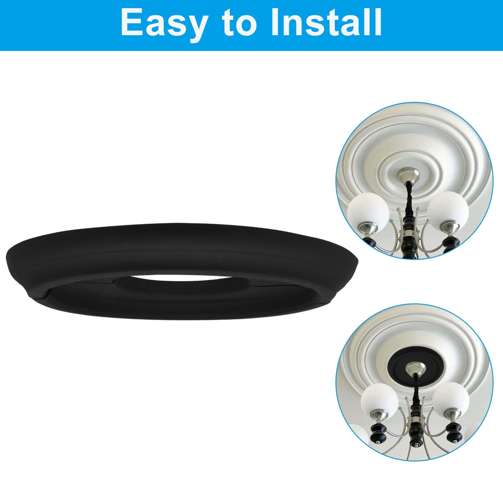 Zorfeter Split Molded Ceiling Medallion, Black, 10"OD x 4"ID — Amazon image 4