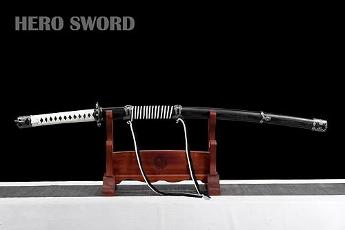Miniatura 2 de HERO SWORD HERO SWORD SEKIRO Shadows Die Twice Wolf Cosplay Réplica Espada Mortal Blade Juego Japonés Katana Real Sharp NEGRO Alto Manganeso Acero