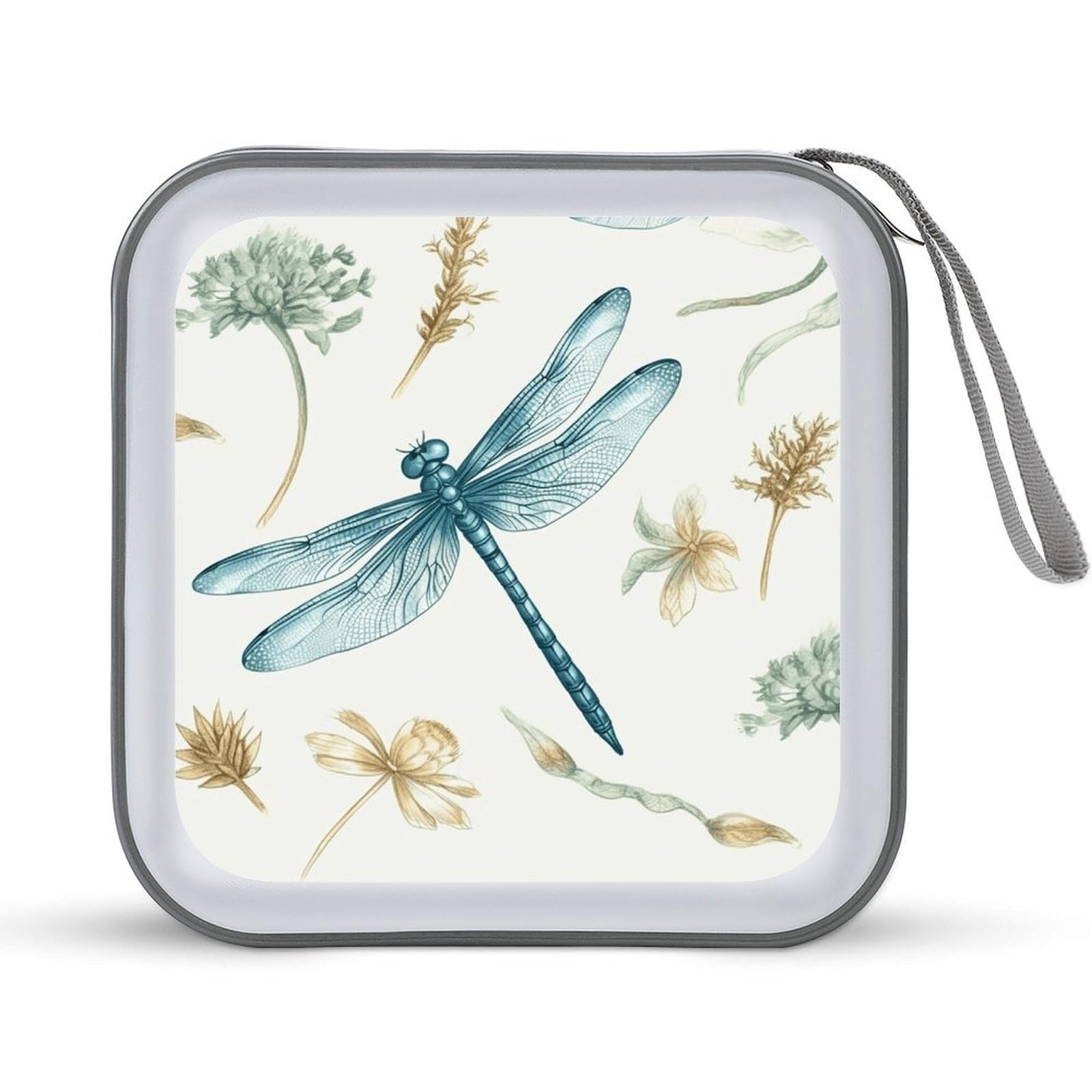 VstaDank Dragonfly DVD Case With Zipper Portable CD Case Hardshell DVD VCD Binder Storage Box EVA Protective Blu-ray Wallet 40 Capacity CD Wallet Movie Music Media Disc Wallets