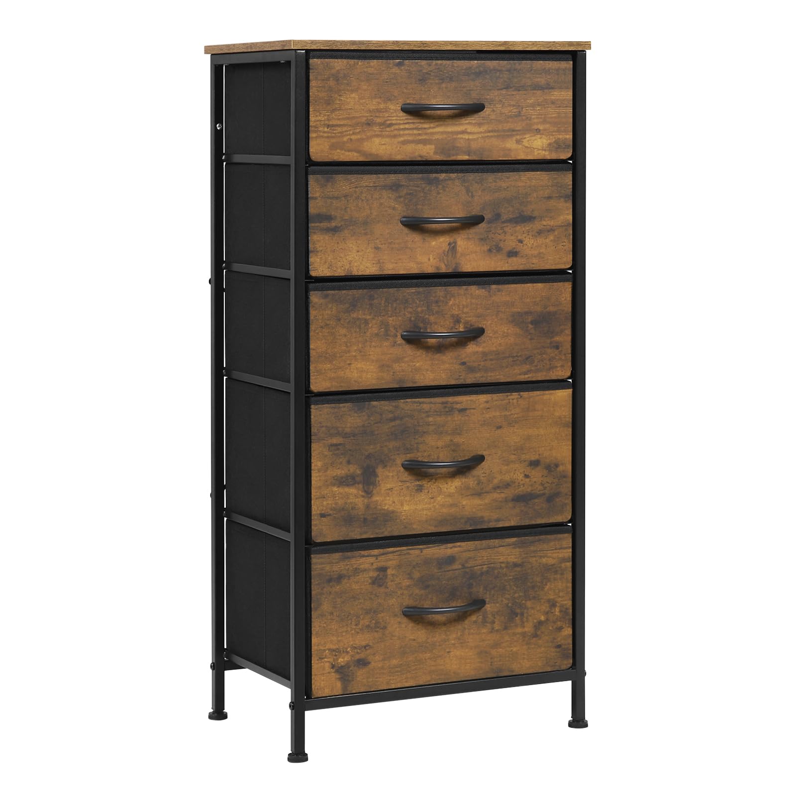 WOLTU Chest of Drawers with 8 Fabric Drawers Chest of Drawers Dresser Chest for Bedroom Living Room Hallway Made of Metal Frame Wood Vintage Wood Look SSK006hov