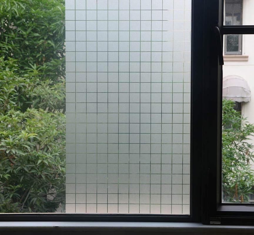 Image of Window Glass Film for Privacy, Self Adhesive Window Sticker, Sun Blocking Sticker Frosted Glass Film for Windows, bathrooms, Office Cabins, Living Rooms - Frosted Box, 24 X 200 Inchs