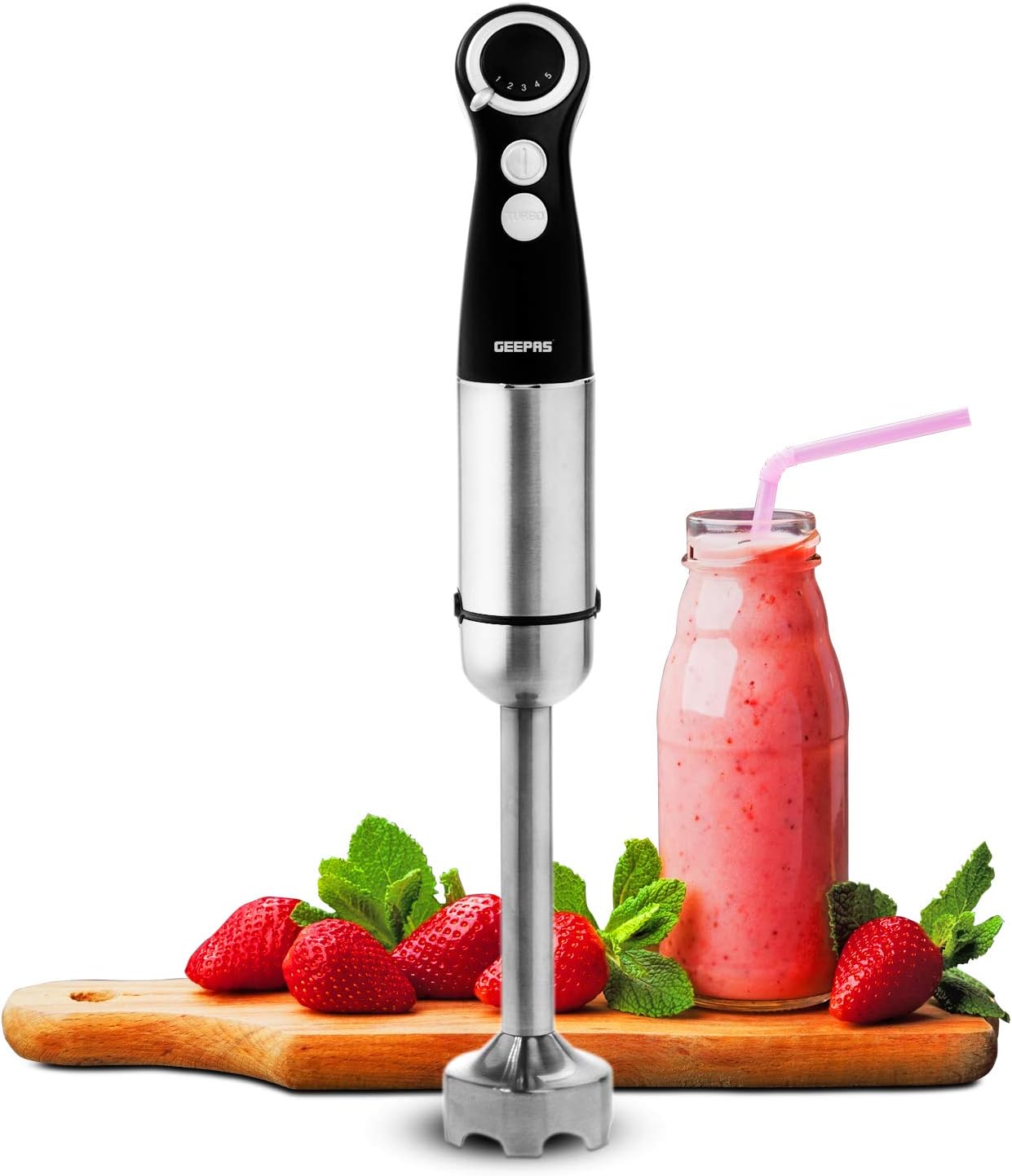 Geepas 800W Powerful Hand Blender Immersion Hand Blender & Turbo Button Stainless Steel