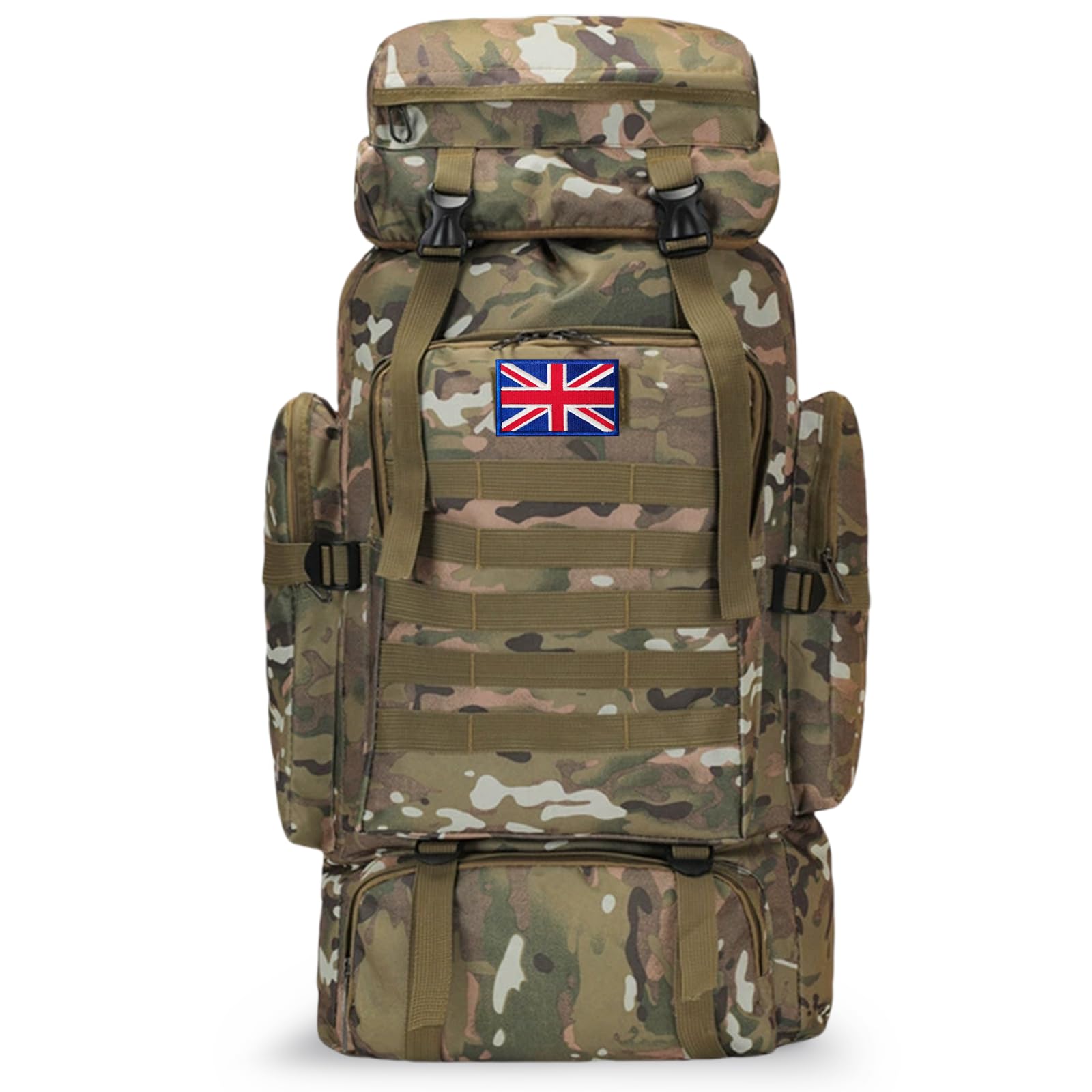 80L Waterproof Hiking Backpack, Lightweight Tactical Rucksack for Camping & Travel, Large Capacity, with 2 British Flags-image-42