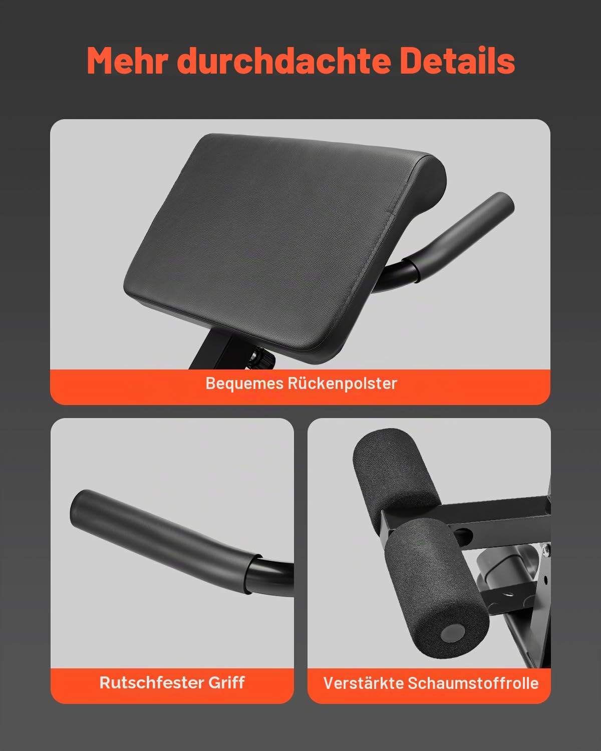VEVOR Roman Chair Hyperextension Bank & Hantelbank, verstellbares & faltbares Design für Ganzkörpertraining, Zielt auf Gesäßmuskeln, Kniesehnen, Rücken, Rumpf und Bauchmuskeln Ideales