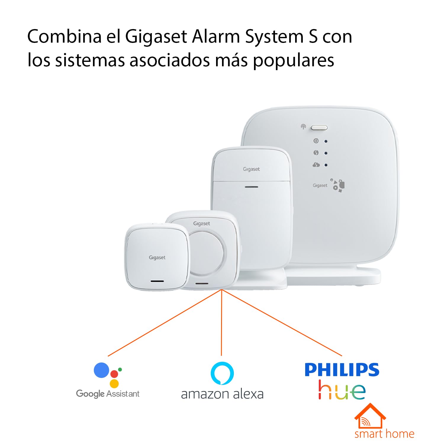 Gigaset Alarm System S - Sistema de alarma Smart Home para hogares con estación base, sensor de puerta, detector de movimiento y sirena de alarma - control por app, blanco