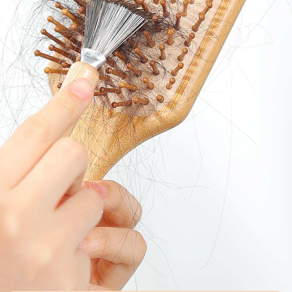 Spazzola per la pulizia dei capelli in 2 pezzi, strumento per la pulizia del pettine con manico in legno per tutte le dimensioni di spazzola Spazzola per capelli.