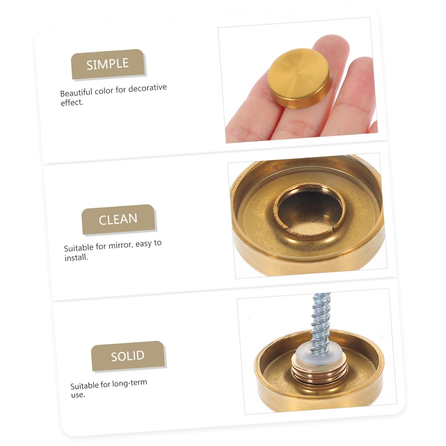 20pcs Stainless Steel Mirror Screw Caps for Glass Furniture