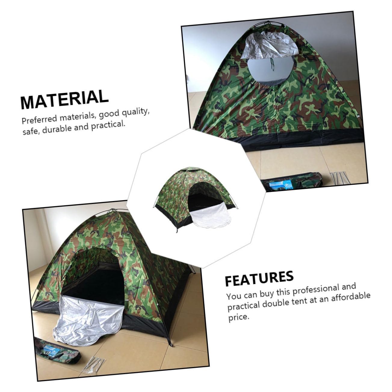 INOOMP Wasserdichtes Camping-notunterkunft Outdoor-Reise-notzelt Geeignet für Feldarbeit Camping Sonnenschutz Expeditionen Angeln und Bergsteigen Robust und Langlebig