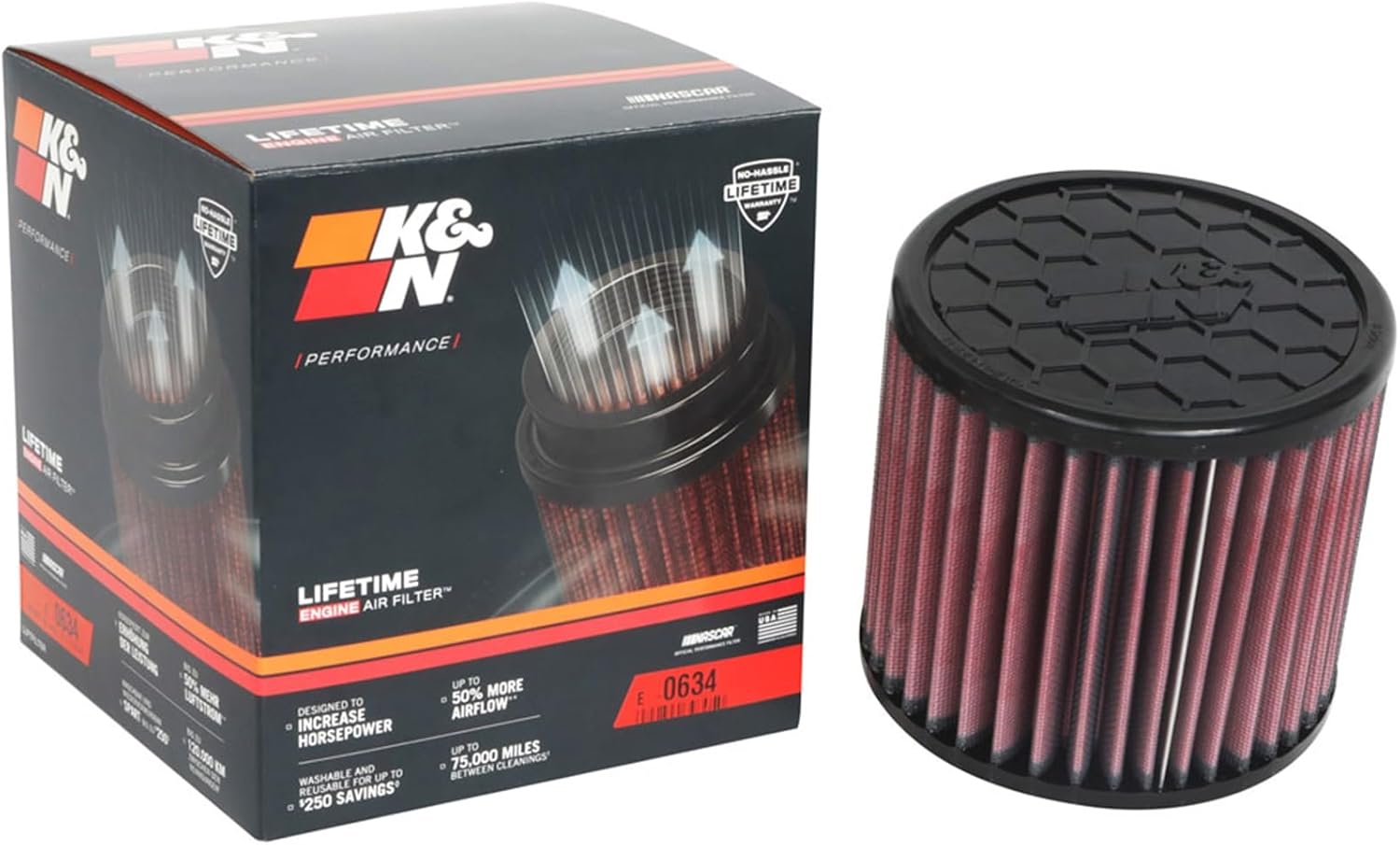 K&N E-0634 High-Flow Washable Air Filter for 2021 Ford Bronco - Lifetime Engine Performance Boost