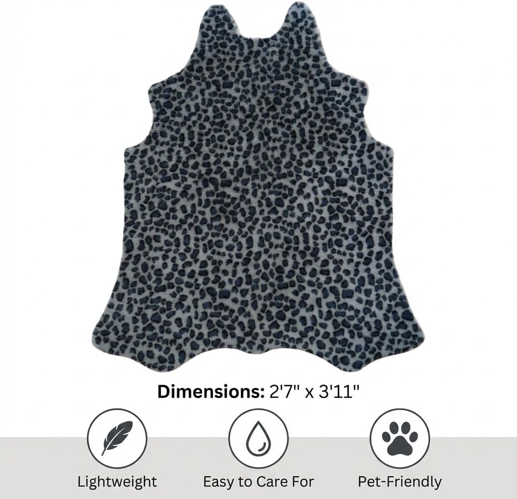 MustMat Faux Leopard Rug - Cheetah Print Rug,Area Rugs Western Decor (Gray/Blue, 2'7" x 3'11")