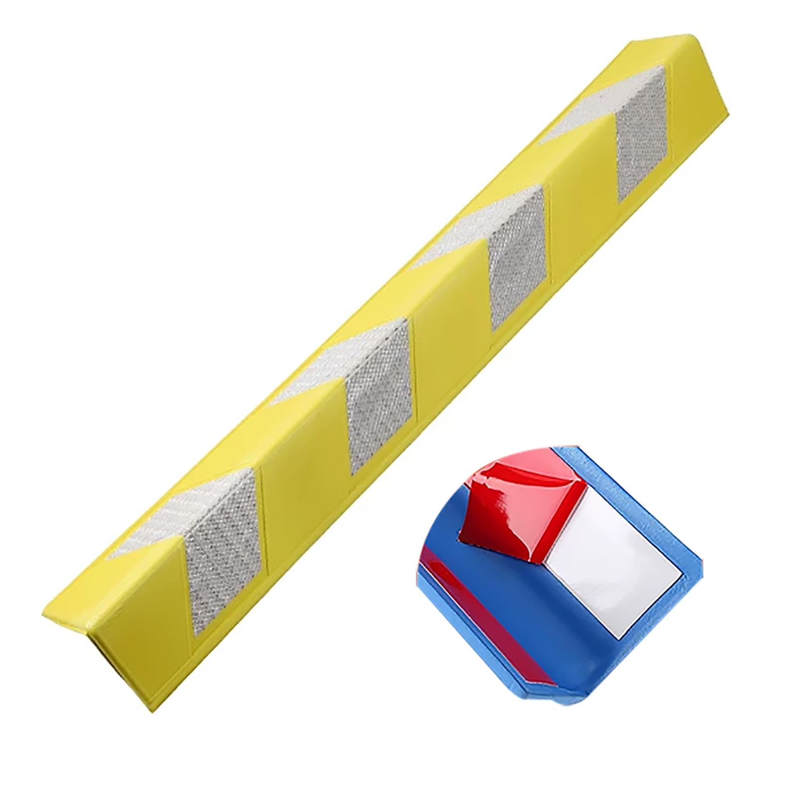 Reflective Rubber Foam Wall Corner Guard Set, Self-Adhesive Edge Protector, Weatherproof Bumpers, Night Visibility Crash Protection, for Car Parking, Roads, Trailers(Yellow)