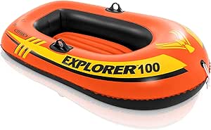 INTEX Explorer Inflatable Boat Series: Dual Air Chambers – Welded Oar Locks – Grab Handles – Bow Rope – Sporty Design