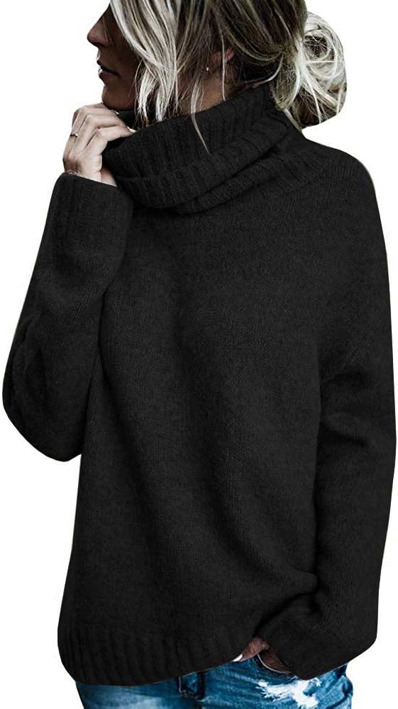 FISACE Womens Oversized Turtleneck Pullover Sweater Cable Knit Long Sleeve Sweater Tops
