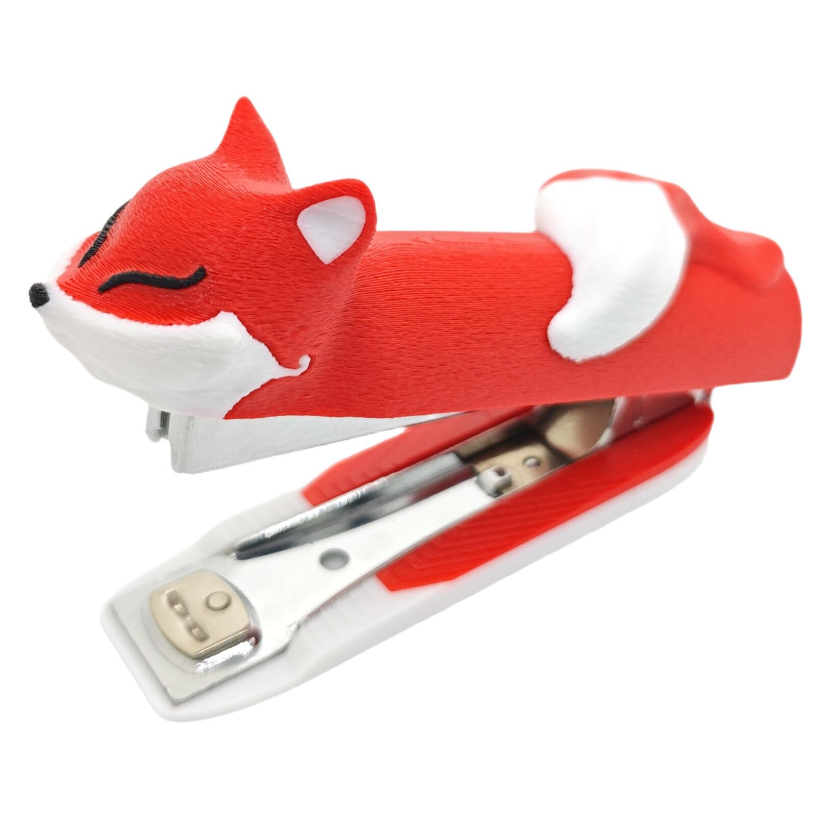 RhyNSky Stapler for Desk, Mini Desktop Stapler with No. 10 Staples for Office, 12 Sheet Capacity, Fox Design, Red, C04