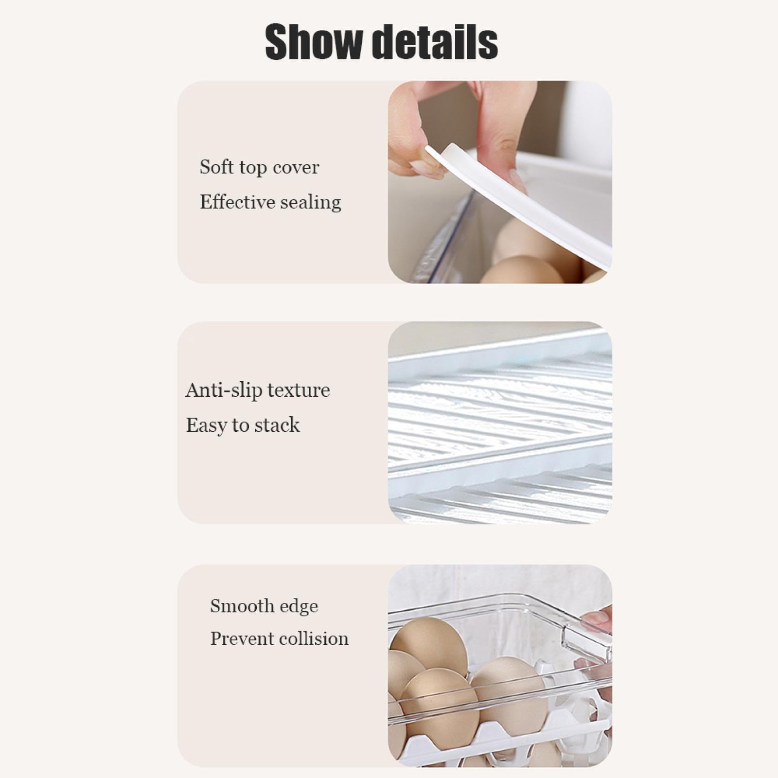 Caja de Almacenamiento de Huevos de Tres Capas,Soporte para Huevos para refrigerador,Almacenamiento de Huevos para encimera,Organizador de Huevos,Dispensador de Huevos para refrigerador