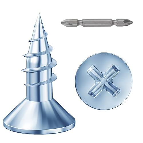 Miniatura 23 de (385 piezas) Tornillos de cabeza plana negros para madera, tornillos autorroscantes de cabeza plana para metal rápido, equipados con kit de anclaje