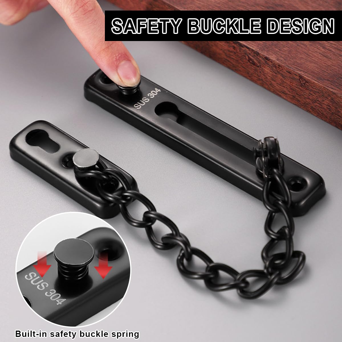 Catena Di Sicurezza Per Porte - Acciaio Inossidabile, Anti Effrazione, Per Casa E Hotel (Oro) - Foto 3