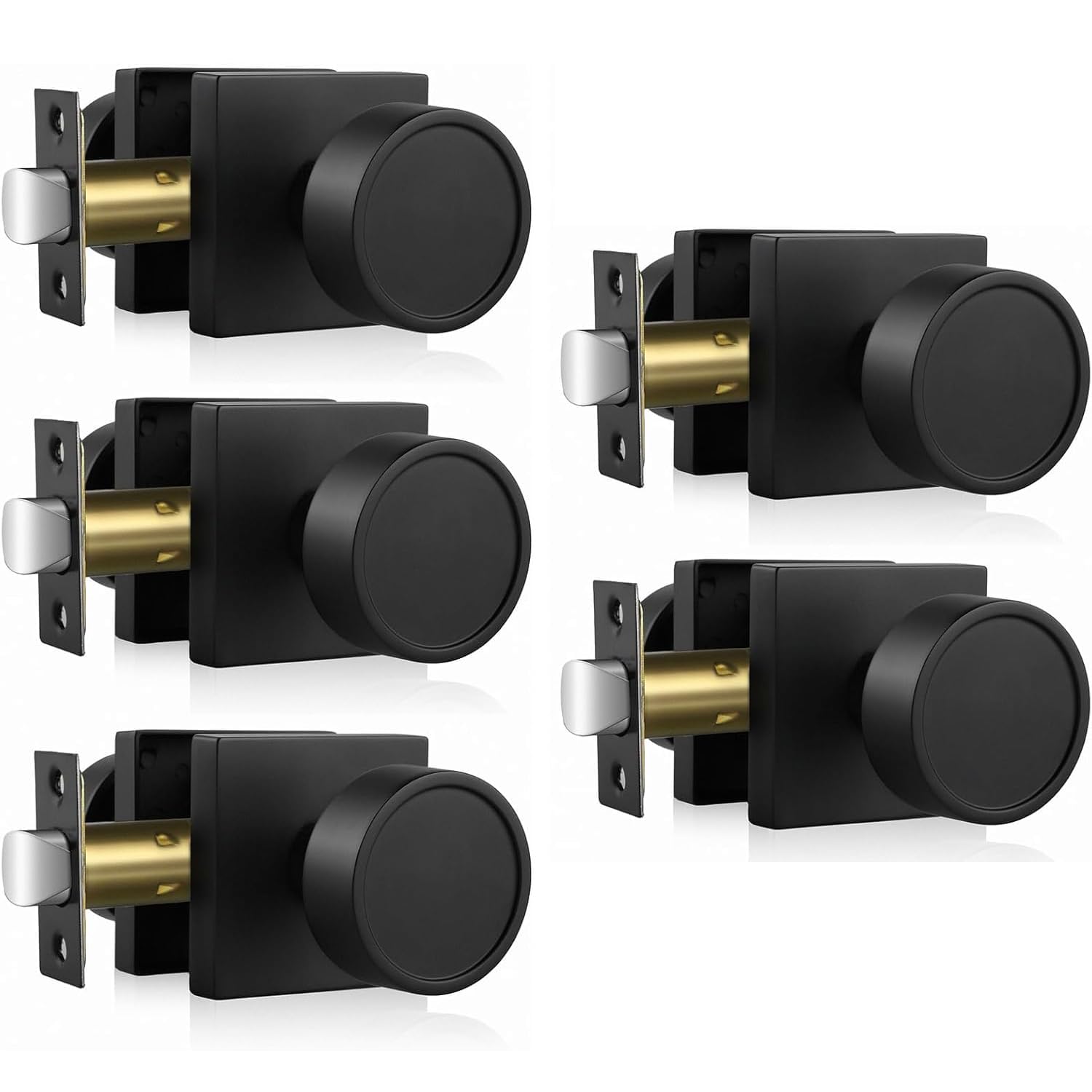 Haidms Black Passage Door Knobs Interior Heavy Duty Zinc-Alloy (5 Pack)