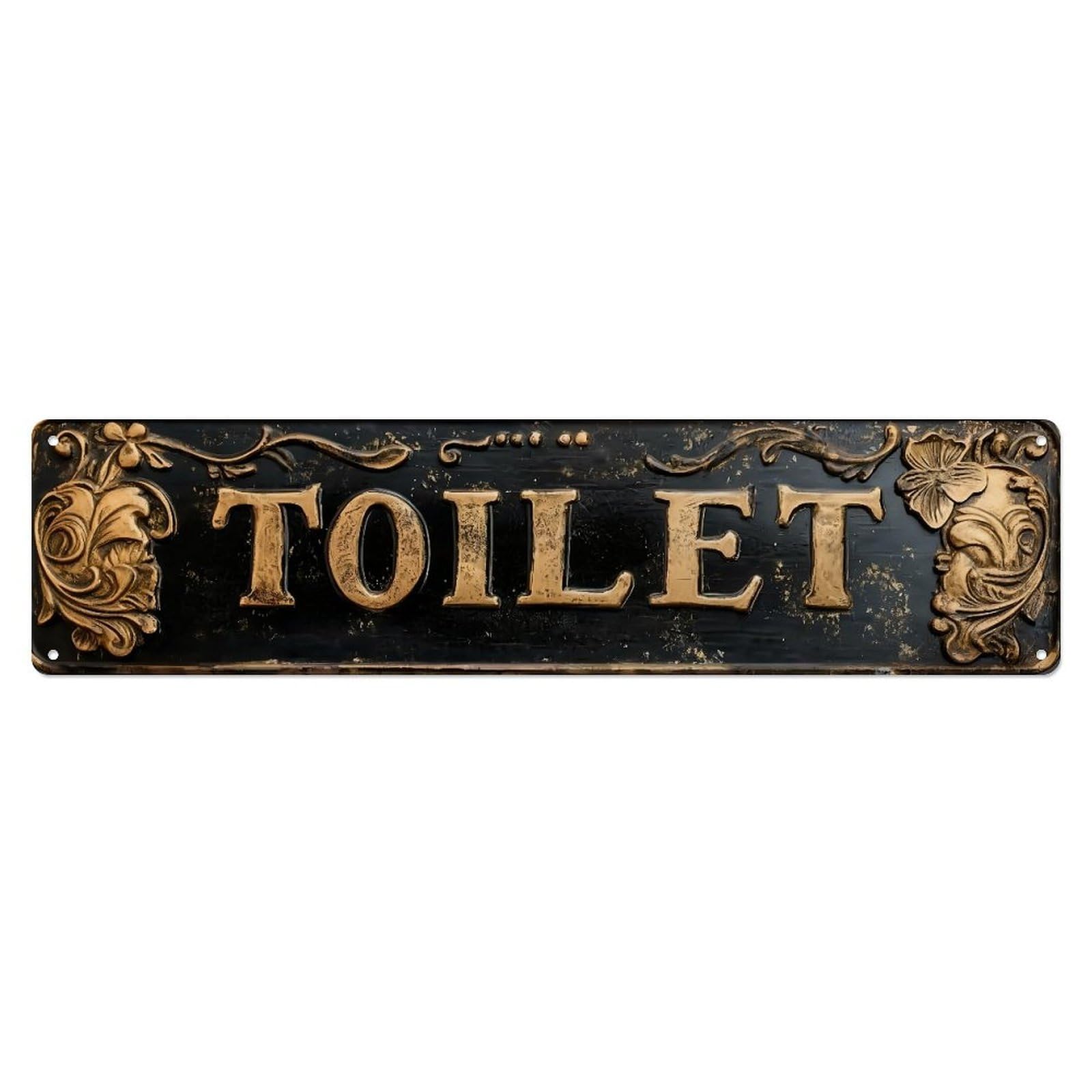 Ornate Floral Gold Lettering Sign Tin Sign Vintage Metal Sign Home Bar Garden Indoor & Outdoor Wall Decor Retro Metal Poster 4x16 Inch