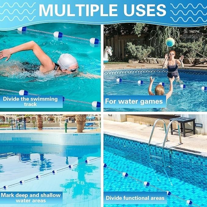 Ligne De Voie De Piscine Corde De Séparation De Sécurité Pour Piscine, 16,4 Pieds Durables Ligne
